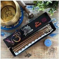 KDMD Tribal Soul Incense Sticks & Ceramic Holder - Om Shanti Peace Ritual in Brown
