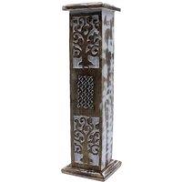 KDMD White Washed Incense Holder - Smoke Tower Decorative & Calming Display in Brown