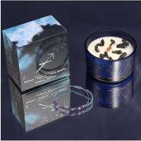 KDMD Sagittarius Zodiac Crystal Candle & Gemstone Bracelet Set in Blue