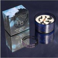KDMD Capricorn Zodiac Crystal Candle & Gemstone Bracelet Set in Blue