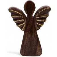 KDMD Large Mango Wood Angel Decor - Hand-Carved Gold Wing Home Accent in Brown