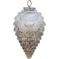 KDMD Coffee Ombre Pine Cone Bauble - Winter Woodland Decor in White
