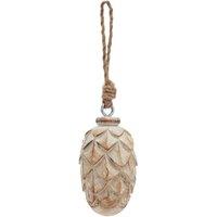 KDMD Antique White Wash Pine Cone Bauble - Holiday Tree Ornament in Brown