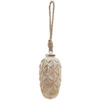 KDMD Antique White Wash Pine Cone Bauble - Rustic Holiday Ornament in Brown