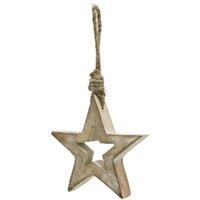 KDMD White Wash Small Wooden Hanging Star - Rustic Farmhouse Decor