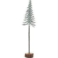KDMD Large Snowy Spindle Tree in Wood Log Base - Winter Holiday Decor in White