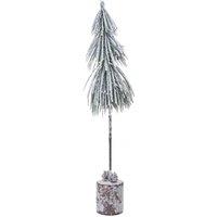 KDMD Small Snowy Tree in Wood Log - Winter Decor & Gift Idea in White