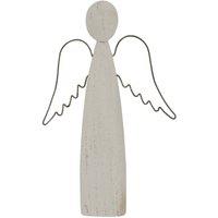 KDMD Whitewashed Rustic Standing Angel Figurine for Spiritual Home Decor in White