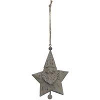 KDMD Rustic Hanging Santa Star Ornament for Holiday Decor in Grey