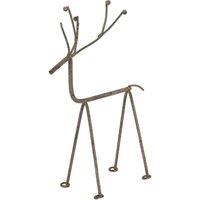 KDMD Rustic Metal Reindeer Sculpture on Stand for Seasonal Decor in Light Brown