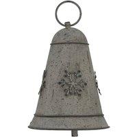KDMD Rustic Metal Snowflake Hanging Bell for Winter Decor in Grey