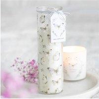 KDMD Elegant Butterfly Print Vanilla Candle - 55-Hour Burn, Remembrance in White