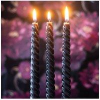 KDMD Set of 3 Dark Romance Twist Taper Candles for Gothic Decor in Black