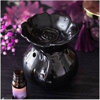 KDMD Black Rose Ceramic Oil Burner - Elegant Bloom Design for Aromatherapy