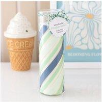KDMD Coastal Peppermint Candy Stripe Glass Candle - 55H Burn, Fun Gift