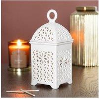KDMD Lantern-Shaped Multi-Purpose Ceramic Burner for Fragrance & Incense in White