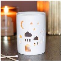 KDMD Elegant Cut-Out Mosque Ceramic Burner for Fragrance & Decor in White