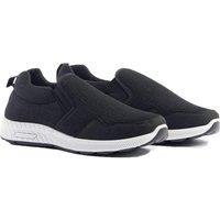 MyShoeStore Men's Men's Wide Fit Slip On Comfort Casual Trainers in Black | Size: 9