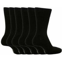 SOCKSHOP Gentle Grip Men's 6 Pack Elastic Square Patterned Cotton Socks for Poor Circulation in Jet Black | Size: 6-11