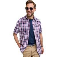 Chums Men's Short Sleeve Seersucker Shirt Champion Croyde in Dark Red | Size: 2XL