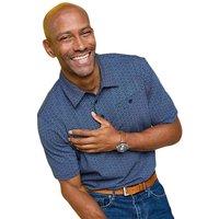 Pegasus Men's All Over Printed Polo Shirt, Stretch Cotton Blend with Chest Pocket in Navy | Size: 2XL
