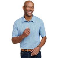Pegasus Men's All Over Printed Polo Shirt, Stretch Cotton Blend with Chest Pocket in Light Blue | Size: 2XL