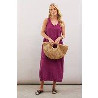 Wallis Women's Textured Sleeveless V Neck Midaxi Dress in Plum | Size: 18