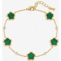 Inicio Women's Gold Plated & Malachite Flower Station Bracelet - Gift Pouch
