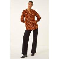 Roman Women's Spot Print Stretch Top in Copper | Size: 20