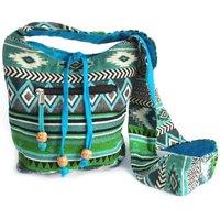 KDMD Women's Teal Jacquard Sling Bag for Women - Ethnic Travel & Casual Bag