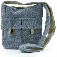 KDMD Women's Natural Tones Two Pocket Denim Bag - Medium, Durable Cotton in Blue