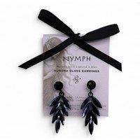 KDMD Women's Jet Black Vintage Glass Long Drop Earrings - Elegant & Bold Jewelry