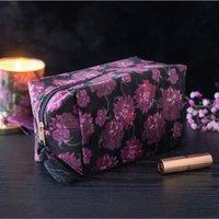 KDMD Women's Dark Romance Floral Makeup Bag - Gothic Travel & Daily Organizer in Purple