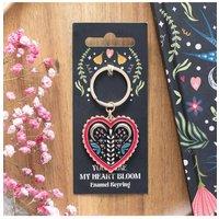KDMD Women's Folk Heart Keyring - Colorful Enamel & Alloy Accessory Gift in Black