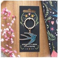 KDMD Women's Blue Swallow Keyring - Whimsical Enamel & Alloy Accessory