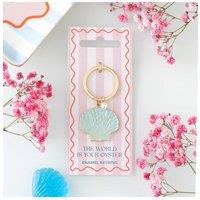 KDMD Women's The World Is Your Oyster Pastel Shell Keyring - Gift & Accessory in Aqua