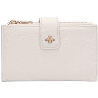 Fontanella Fashion Women's Ardyn Bee Badge Zipper PU Leather Wallet in Off-White