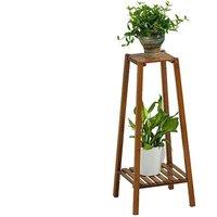 H&O Direct Vintage Tiered Indoor Plant Stand Solid Wood Display Shelf in Brown | Size: Small
