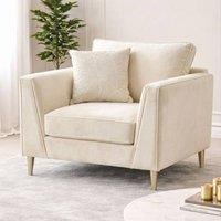 Stratus Interiors Elaine Velvet Fullback Elegant sofa for Living Room - 1 Seater in Cream