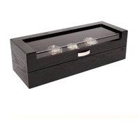 Kennett 5-Slot Black Matte Wooden Watch Box with Acrylic Window