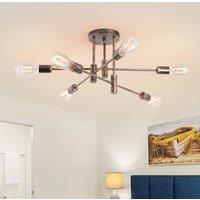 NIVOR 6 light Industrial Chandelier Mid Century Flush Mount Ceiling Light in Bronze