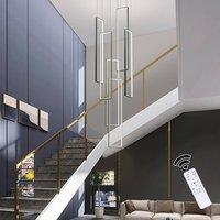 NIVOR 6 Lamp Rectangle Black LED Dimmable Pendant Long Staircase Chandelier