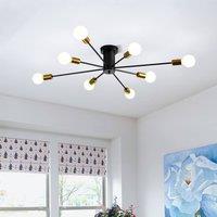 NIVOR 8 light Industrial Chandelier Mid Century Flush Mount Ceiling Light in Black
