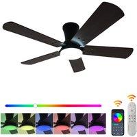 NIVOR Dimmable LED Ceiling Fans with Remote RGB Noiseless Modern Fan Lamp in Brown