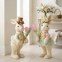 Garden Greatness Springtime Duo Decorative Bunny Figures in Cream | Size: 1 Pack