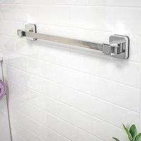Showerdrape Pushloc Chrome Steel Suction Wall 540mm Towel Rail & Mounting Squares in Silver