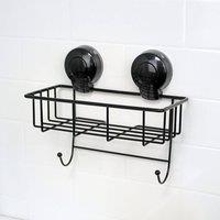 Showerdrape Suctionloc Black Suction Wall Mounted Sponge Basket & Mounting Discs