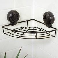 Showerdrape Suctionloc Black Suction Wall Mounted Corner Basket & Mounting Discs