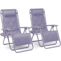 Keplin Set of 2 XXL Premium Heavy Duty Quilted Zero Gravity Chairs in Lilac