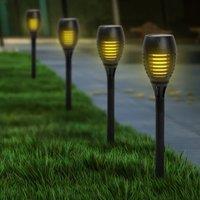 Voltico 4 Pack Solar Flickering Flame Stake Lights Garden LED in Black